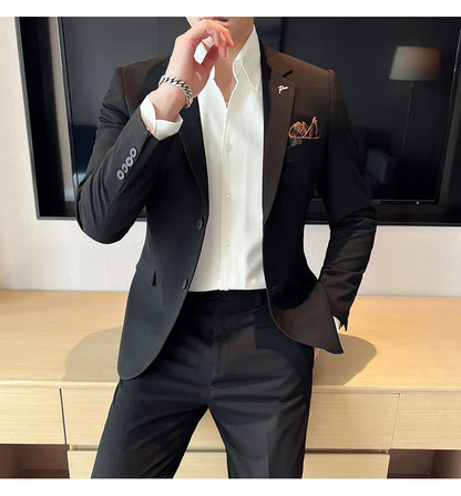 Terno Masculino Casual de Escritório Noivo Casamento Blazer Calça Social