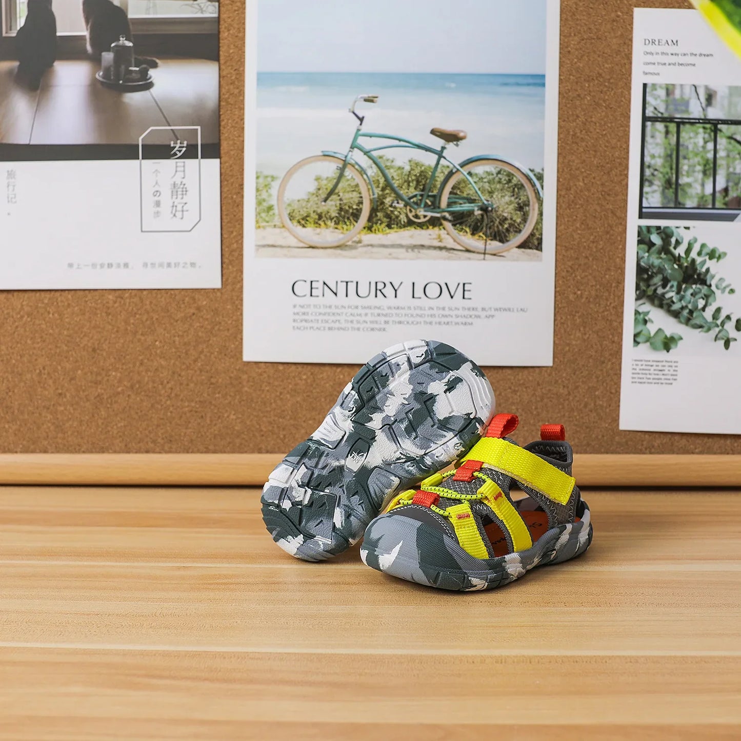 Baby Camouflage Sandals Boys Anti-kick Anti-slip Sport Sandals Girls Breathable Mesh Sandals