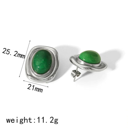 New Products Statement Nature Stone Tiger-eye Earrings Waterproof Gold Plated Stainless Steel Pearl Stud Earrings for Women