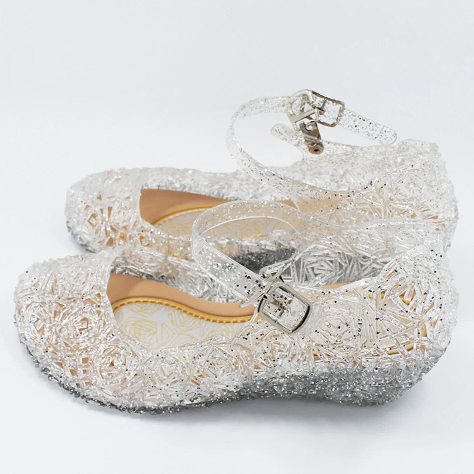 Toddler Infant Kids Baby Girls Summer Crystal Sandals Frozen Princess Jelly High-Heeled Shoes Party Dance Shoes Snow White Shoes