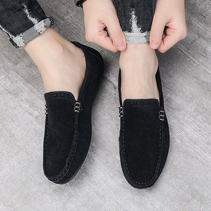Novos Sapatos Masculinos de Primavera e Outono Estilo Social, Camurça, Sapatilhas Loafer, Couro Fosco Casual para Jovens