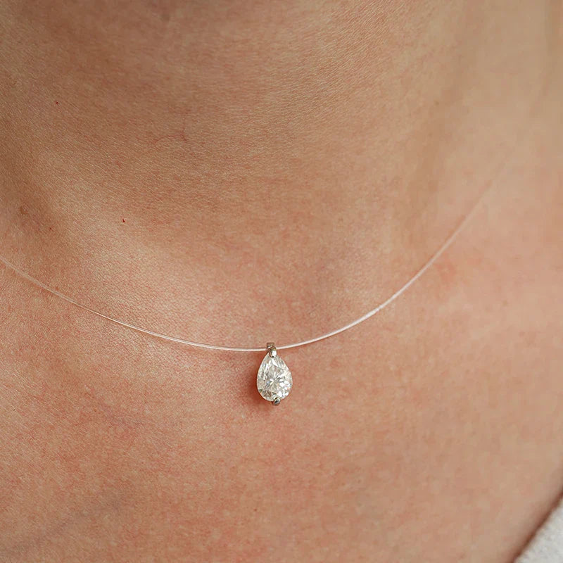 0.8CT 5*7MM Fishing Line Moissanite Necklace for Women Pear Cut Classic Pendant S925 Sterling Silver Jewelry Wholesale