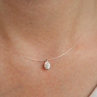 0.8CT 5*7MM Fishing Line Moissanite Necklace for Women Pear Cut Classic Pendant S925 Sterling Silver Jewelry Wholesale