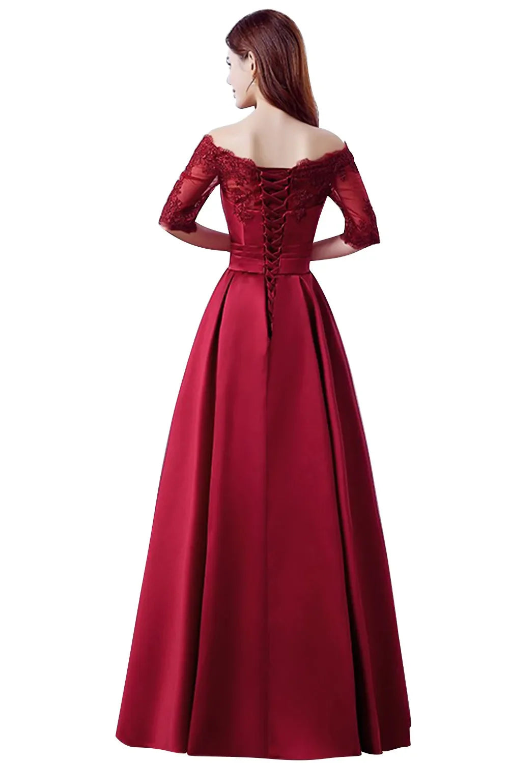 Luxury Lace Appliques Evening Dresses Elegant Satin A Line Embroidery Lace Up Prom Gowns Formal Party Vestido De Gala For Bride
