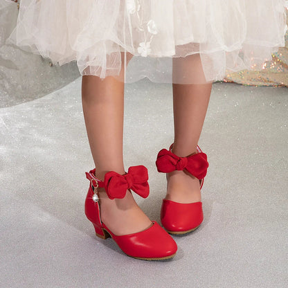 Girl Princess Dress Sandals Summer New Versatile Kids Fashion High Heels Shoes Sweet Bowknot Versatile Children Causal Sandals