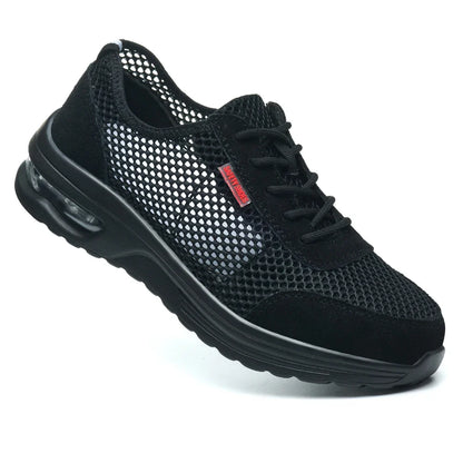 Men's Summer Mesh Breathable Steel Toe Safety Shoes Anti-Smash Puncture Proof Kevlar Comfortable Outdoor Work Shoes