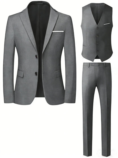 New Arrival Men's 3-Piece Suit Slim Fit Formal Set – Perfect for Wedding, Party, Business, Prom & All Formal Occasions