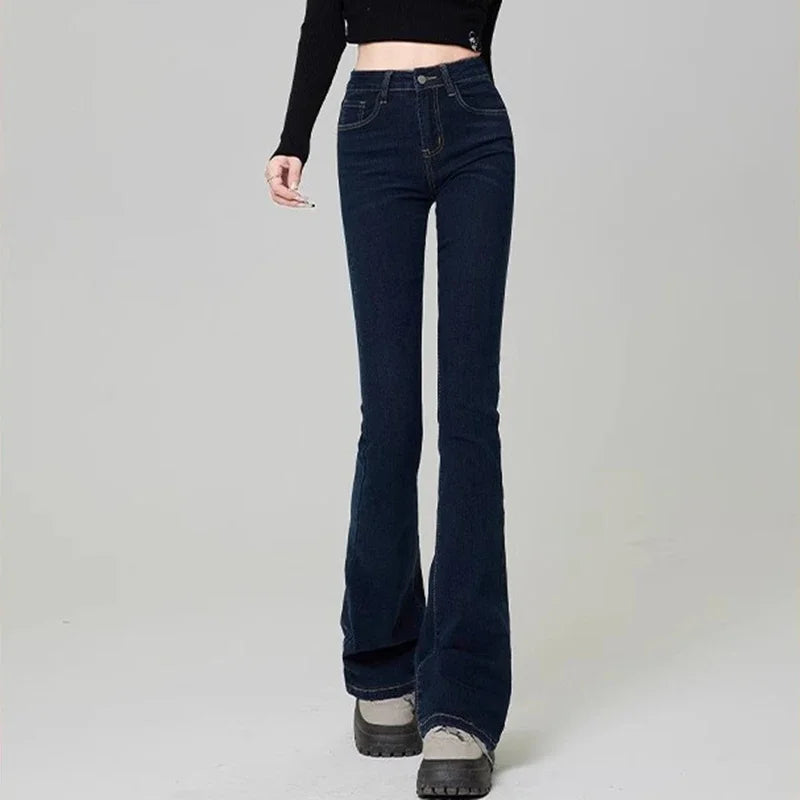 Woman Korean High Waist Grunge Flare Jeans