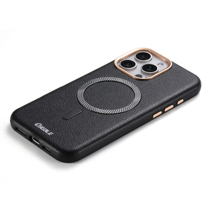 Solid Color Leather For Magsafe Magnetic Shockproof Phone Case For iPhone 17 Pro Max 15 13 14 16 Pro Max Bumper Cover
