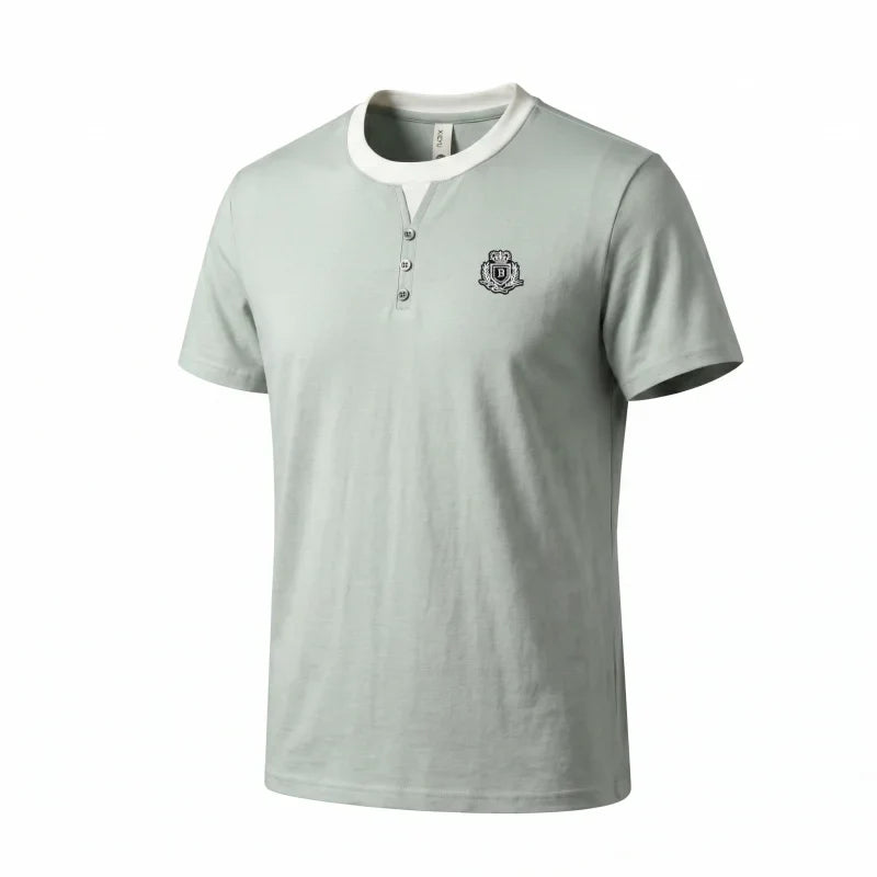designer men's summer vacation two piece t-shirt round neck embroidered british style short sleeve casual fashion men's wear top