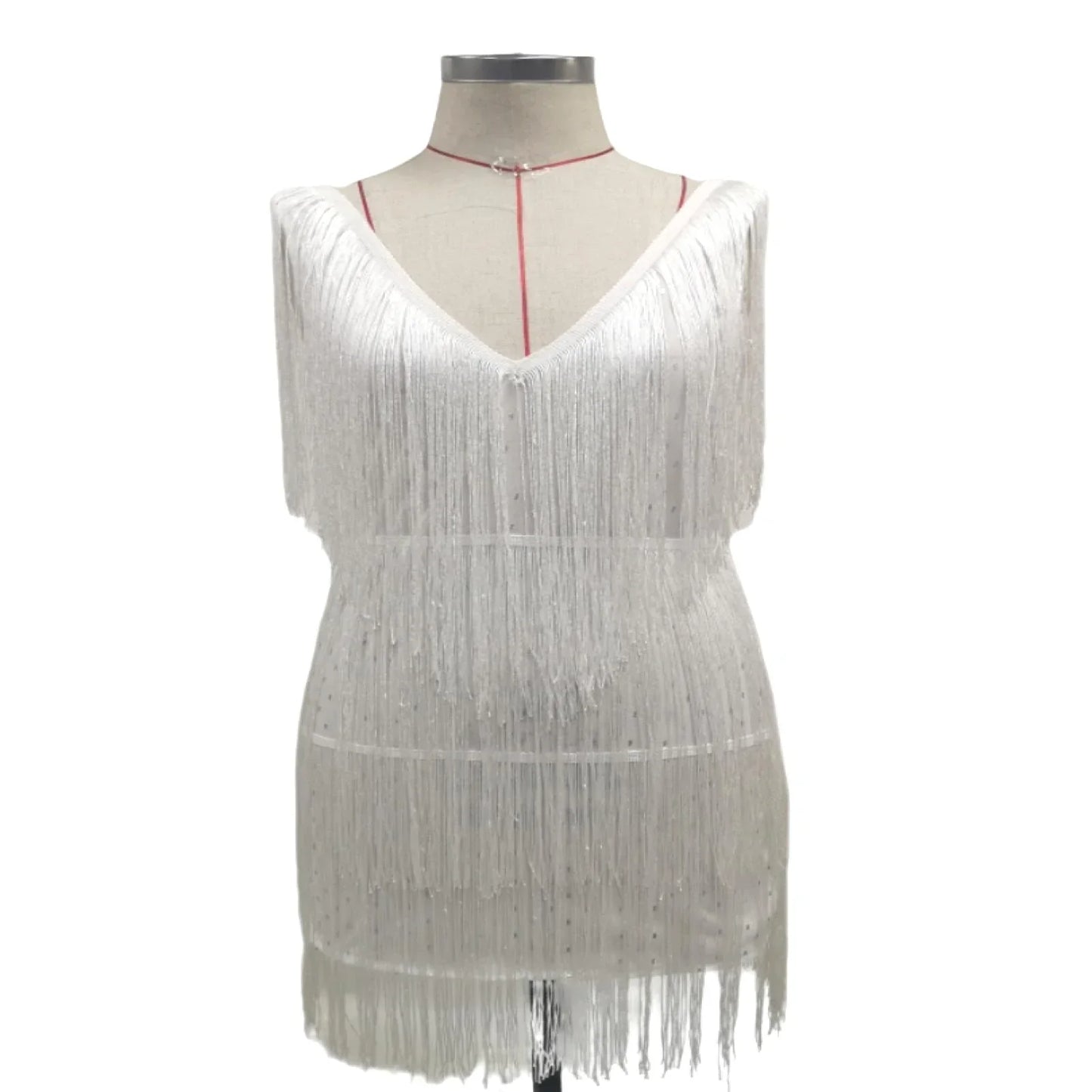 Elegant Dress Stretchy Tassel Sequins Decor Sexy Bodycon Mini Dress Pure Colors Above Knee Summer Dress Club Wear