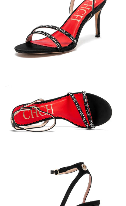 Women's High Heels Simple with Diamond Design Fine Workmanship Versatile Women's Sandals
