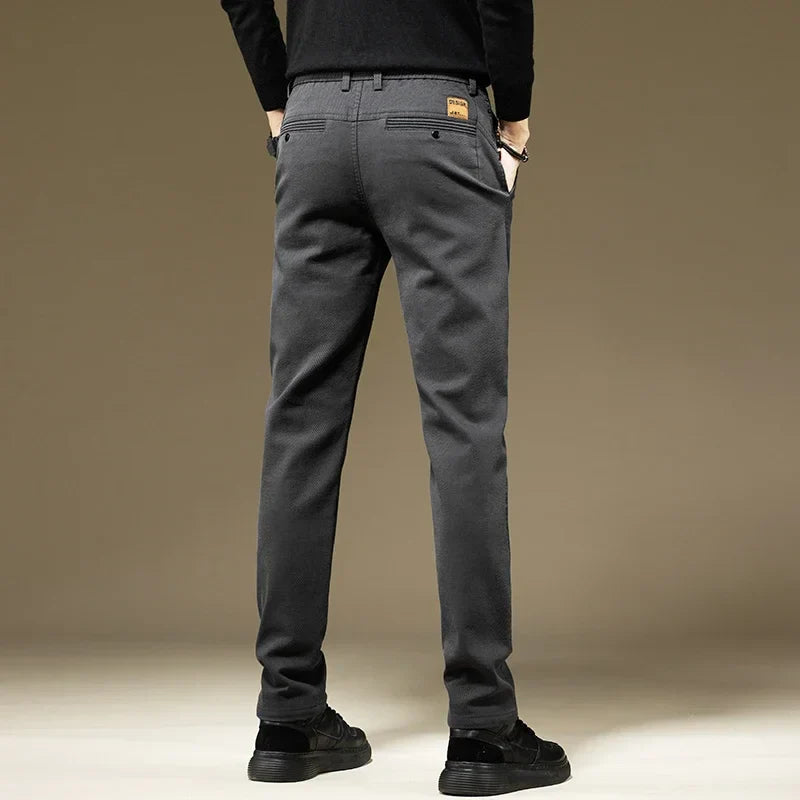Men's Pants Casual Cotton Solid Color Spring Autumn Straight Business Work Pants High Quality Fashion Black Grey Trousers