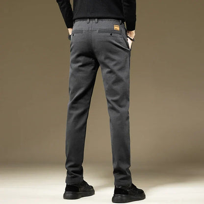 Men's Pants Casual Cotton Solid Color Spring Autumn Straight Business Work Pants High Quality Fashion Black Grey Trousers