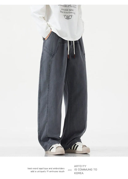High Quality 100% Cotton Work Pants Men Casual Straight Trousers Y2K Man Plus Size Cargo Pants Fashion Solid Workout Pants