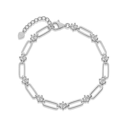 Round Cut Moissanite Bracelets for Women Men DVVS1 Lab Diamond 925 Sterling Silver Adjustable Chain Bracelets Jewelry