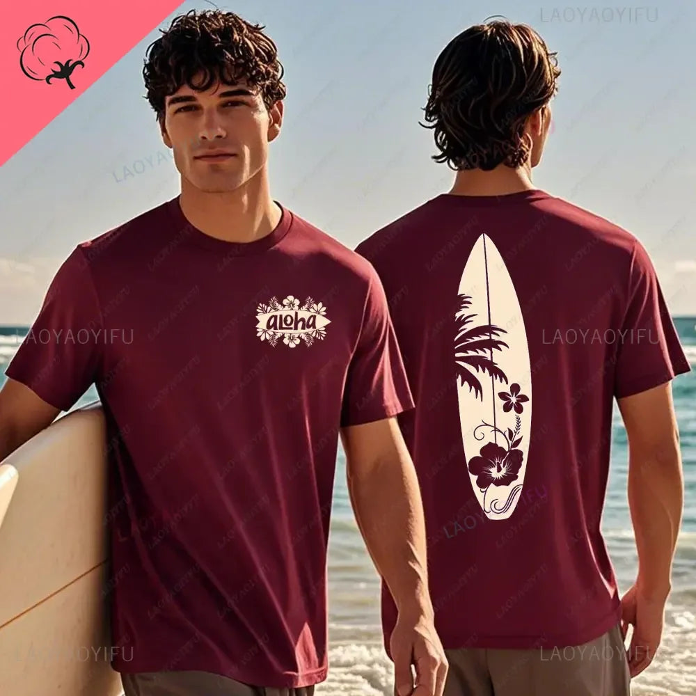 Hawaiian Traditions North Shore Hawaii Surfing Men Women White High Qulaty Cotton T-shirt Comfortable Beach-style Surf Tee Tops