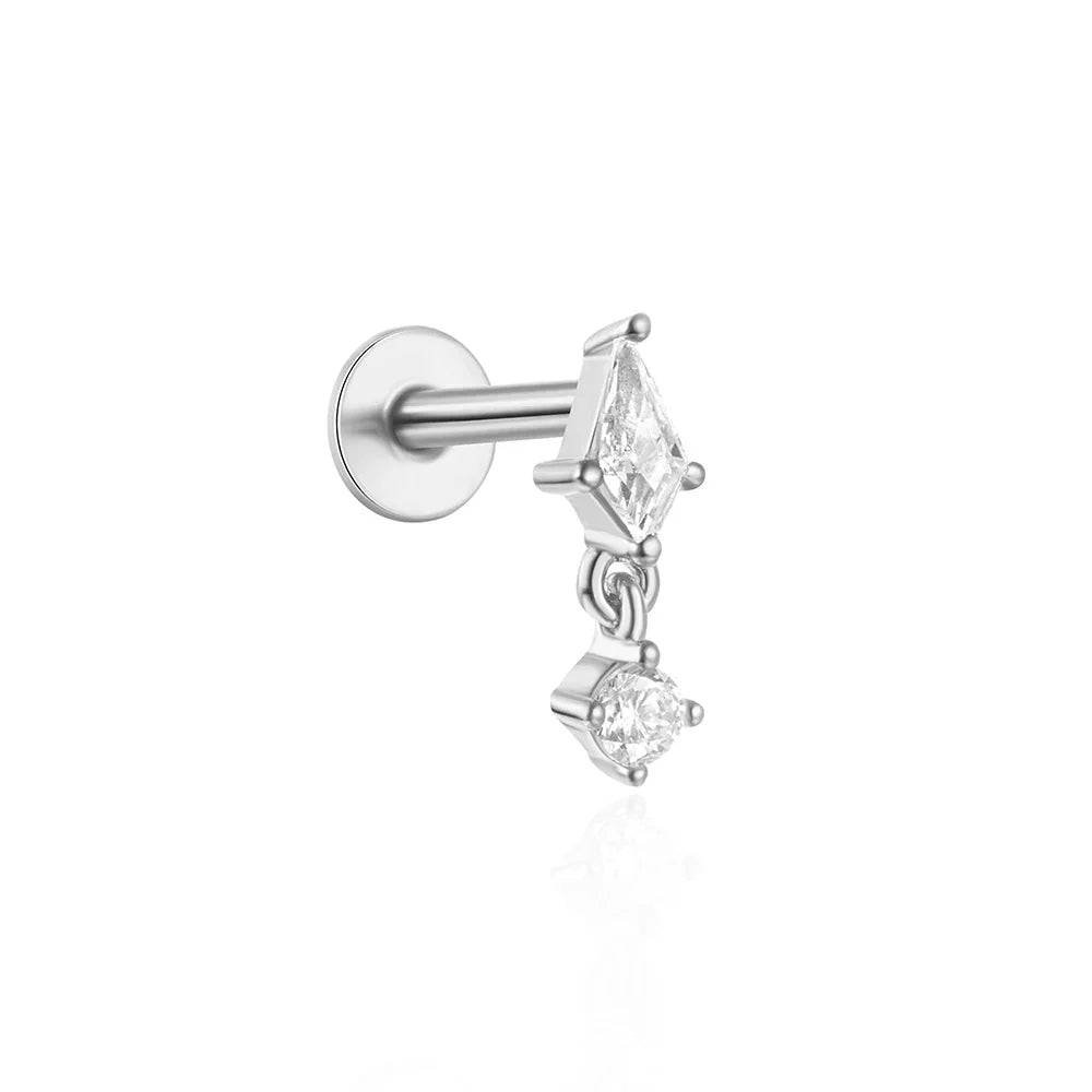 Heart Round Ball Flat Helix Piercing Earring 925 Sterling Silver Ear Studs Geometric Zircon Exquisite Trinket Studs Aretes