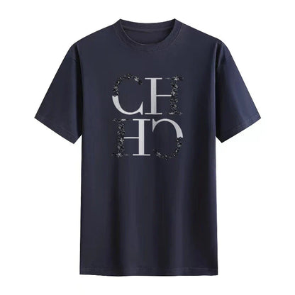 Letter Printed Fashionable Black T-shirt Trendy Streetwear Fashionable Men's and Women's Casual Loose Short Sleeved Top