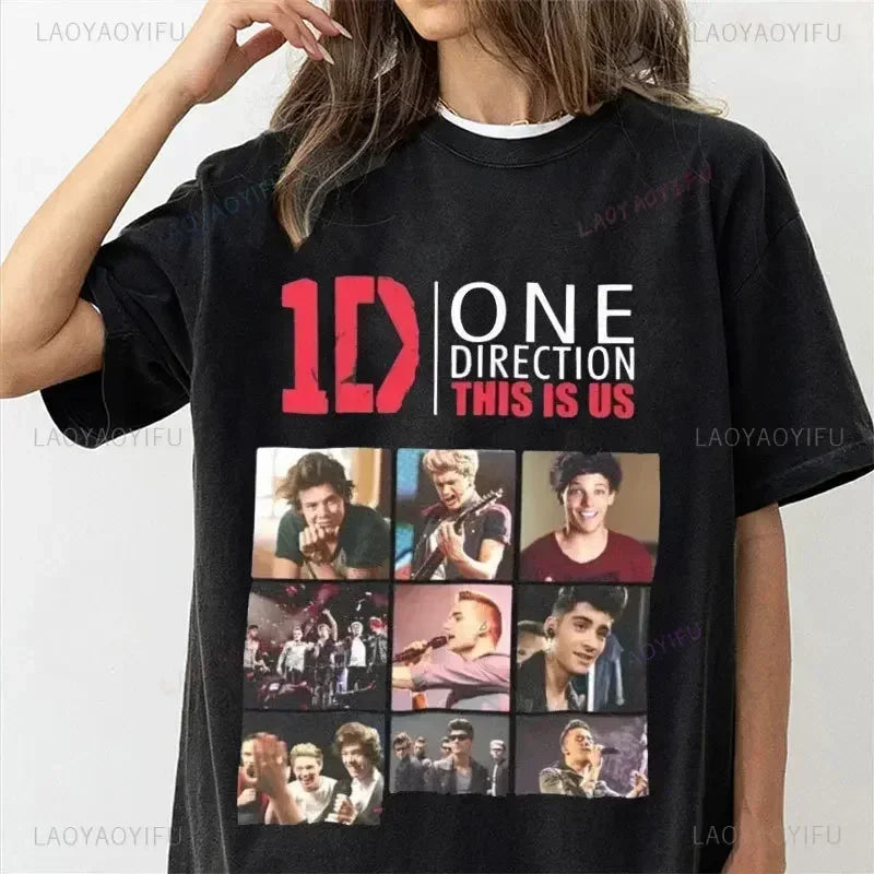One Directions Women Print T-Shirts Rapper Short Sleeve T Shirt Hip Hop Vintage Singer Tops Summer Cotton Unisex Tees Clothing