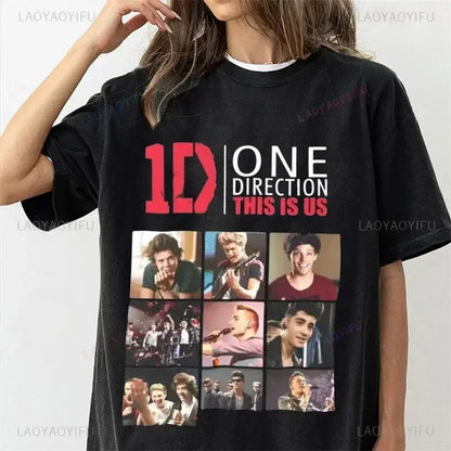 One Directions Women Print T-Shirts Rapper Short Sleeve T Shirt Hip Hop Vintage Singer Tops Summer Cotton Unisex Tees Clothing