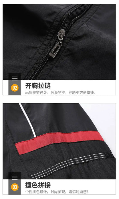 2025 Casual Windproof Running Sets Sportswear Men's Jogging Sport Jacket+Pants Sweatsuit Plus Size Breathable Workout Clothes