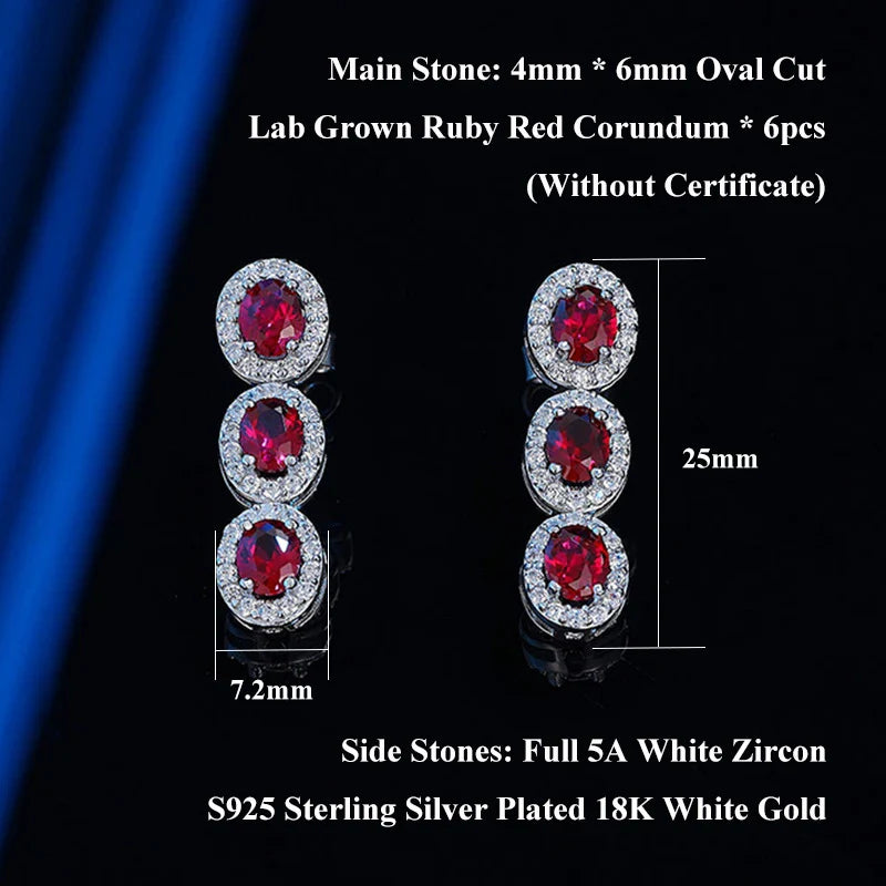 4*6mm Oval Cut Ruby Gemstone Drop Earrings Lab Grown for Woman Lady 2025 Ear Fine Jewelry 925 Silver Tassel Earring Gift