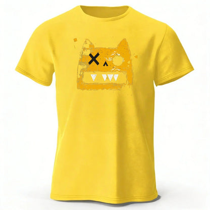 Creative Graffiti Style Cat High Quality Cotton Short Sleeve Daily Casual Men Loose Large Comfortable Breathable Sports T-shirt