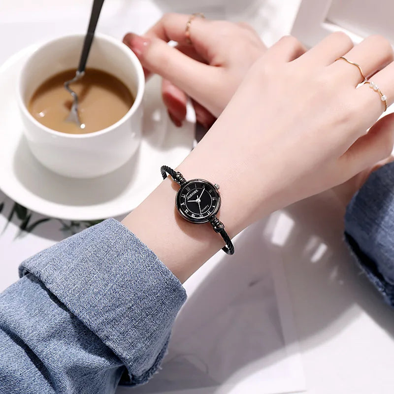 Women Watches Small Gold Bangle Bracelet Watch Stainless Steel Retro Ladies Quartz Wristwatch Clock Fashion Dress Watch