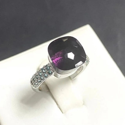 10.6mm Classic Ring for Women Light Blue Zircon Blue Topaz Candy Water Drop Crystal Ring Platinum Plated Jewelry Gift