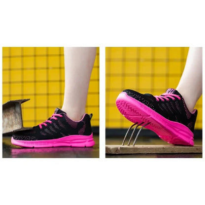 New Pink Work Shoes Women Work Sneakers Steel Toe Shoes Anti-smash Anti-puncture Safety Shoes Man Women Protective Shoes