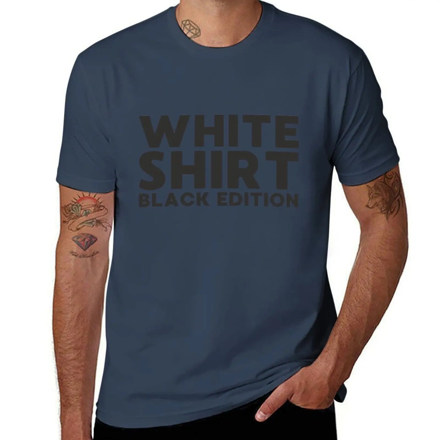 White Shirt Black Edition T-Shirt anime figures heavyweights cheap stuff Men's cotton t-shirt