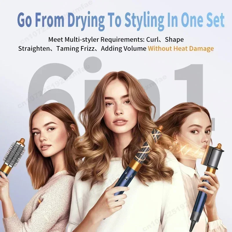 6 IN 1 Hair Styler 110V Negative Ion Hair Dryer Set Multi Hair Styler Professional Blow Dryer Brush for Curling Gift for Women
