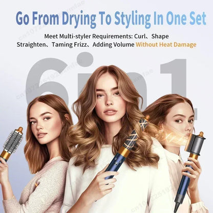 6 IN 1 Hair Styler 110V Negative Ion Hair Dryer Set Multi Hair Styler Professional Blow Dryer Brush for Curling Gift for Women