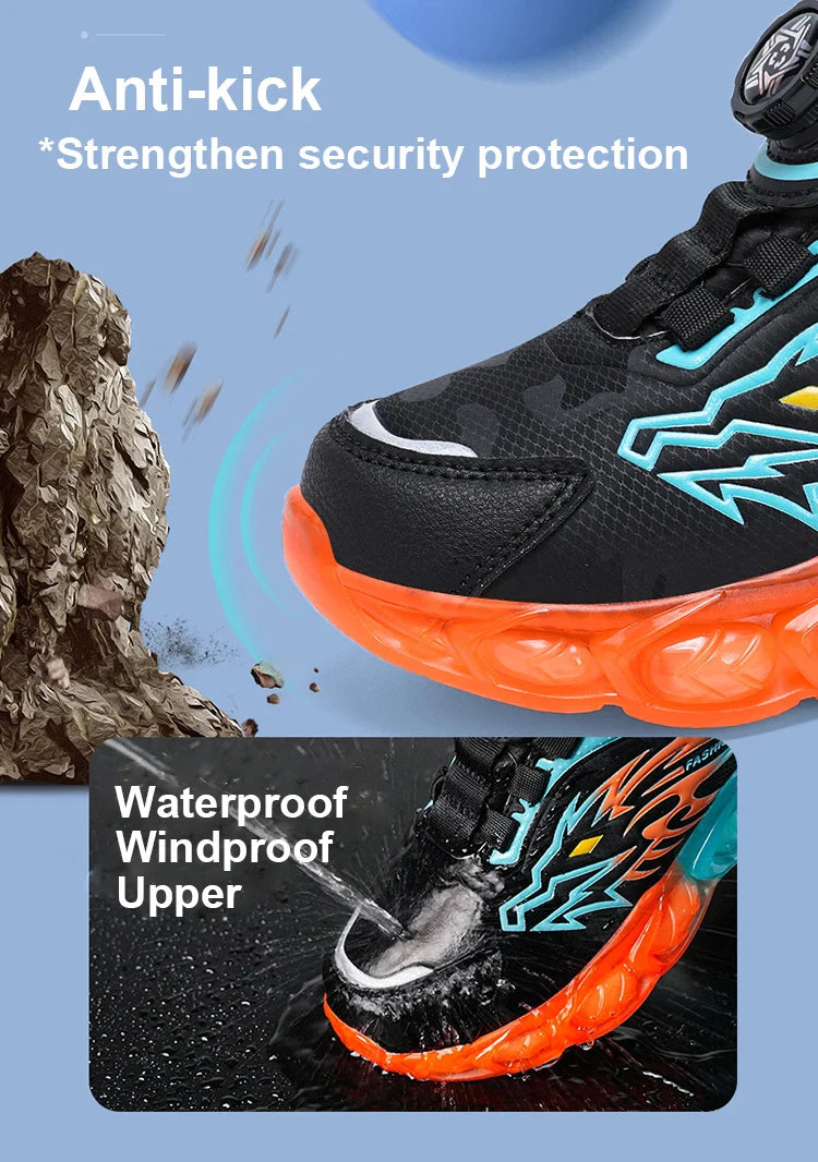 New Boys Sport Shoes Kids Anti-Skid Basketball Sneakers Lightweight Outdoor Running Shoes Children Training Swivel Buckle Design