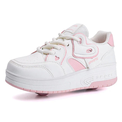 Lace-up breathable walking shoes Girls 2024 new two-wheeled retractable sports roller skates for female students outdoors
