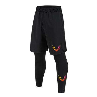 Men's 2 Piece Running Set Quick Dry Sport Shorts with Compression Tights for Gym Fitness Jogging Basketball