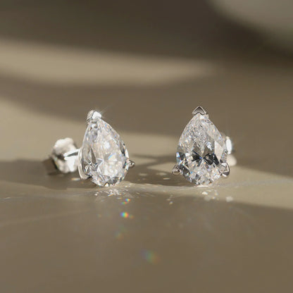 ORSA JEWELS 925 Sterling Silver Stud Earrings with Water Drop Cut Zirconia Stone, Elegant and Timeless Jewelry for Women LZE02