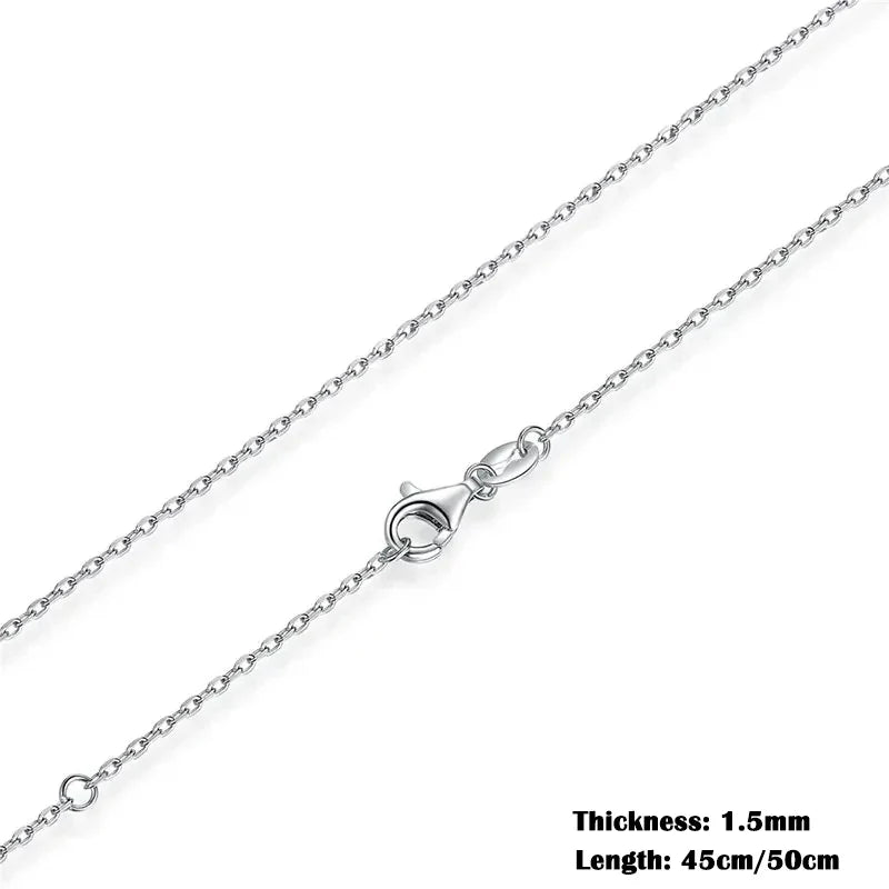 Classic Basic O-chain Solid 925 Sterling Silver Lobster Clasp Adjustable Necklace Box Cable Chain DIY Jewelry for Women