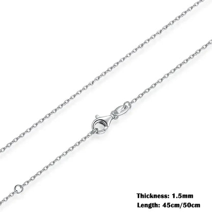 Classic Basic O-chain Solid 925 Sterling Silver Lobster Clasp Adjustable Necklace Box Cable Chain DIY Jewelry for Women