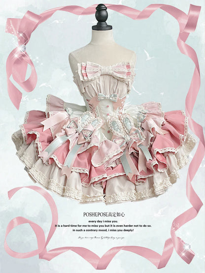 Girls Birthday Lolita Dress 2024 Spring and Summer Women's Tube Top Satin Bowknot Slim Pettiskirt Short Mini Party Dress