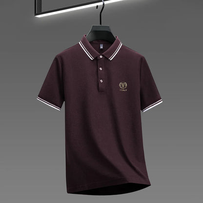 100% pure cotton men's polo shirt high-end brand unique letter printed short sleeve summer new comfortable casual lapel T-shirt