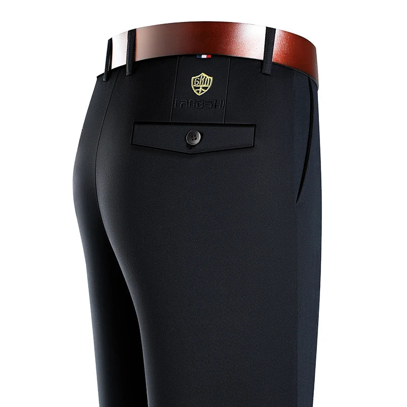 Men Stretch Suit Pants Business Dress Pants Wrinkle Free Embriodery 4-Way Stretch Formal Dress Pants