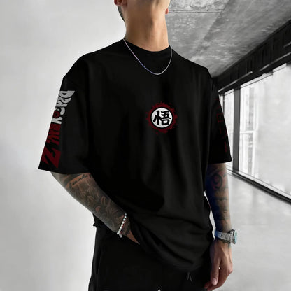 Men's Oversized T-shirt Black Printed Unisex Children's Casual Shirt