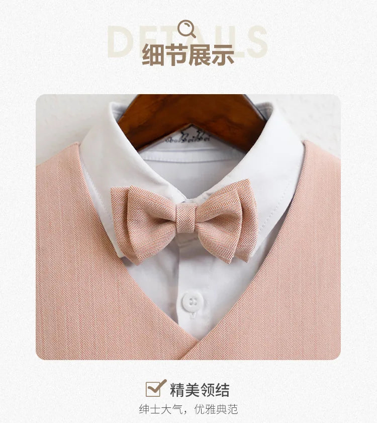 Boys Summer Vest Shorts Performance Suit Children Formal Wedding Dress Kids Photography Suit Baby Birthday Ceremony Costume