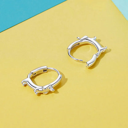 Snake Dog Cat Ear Buckles Women 925 Sterling Silver Dachshund Hoop Earrings Girl Party Birthday Gift Minimalism Jewelry