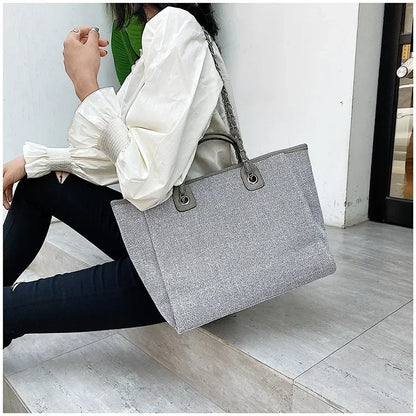 Fashion Make Up Designer Big Women's 2025 New Korean Fashion Casual Large Capacity Shoulder Crossbody Chain Tote Bag