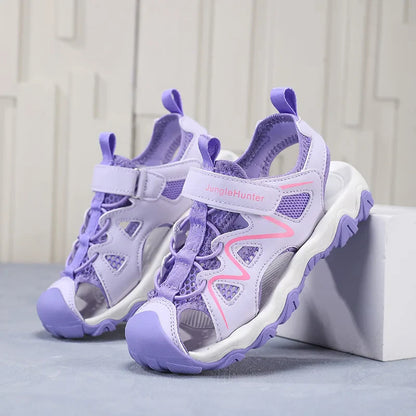 Kids Closed Toe Sport Sandals Adjustable Strap Mesh Non Slip Summer Shoes for Boys Children Outdoor Beach Casual Sandals Sneaker
