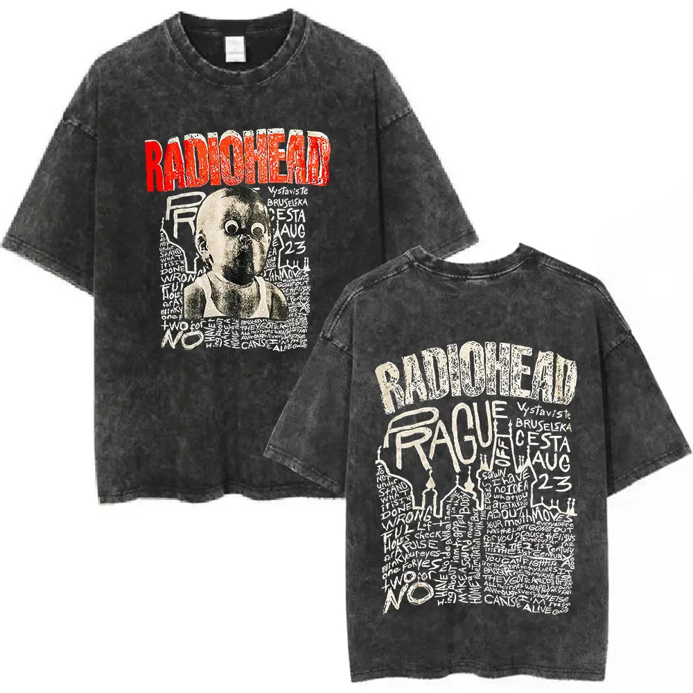 Rock Band Washed Cotton T Shirt Men Women Hip Hop Music Tee Fashion Short Sleeve Tshirt Summer Oversized T-shirts Tops