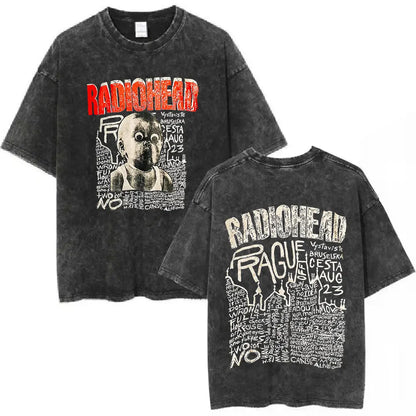 Rock Band Washed Cotton T Shirt Men Women Hip Hop Music Tee Fashion Short Sleeve Tshirt Summer Oversized T-shirts Tops